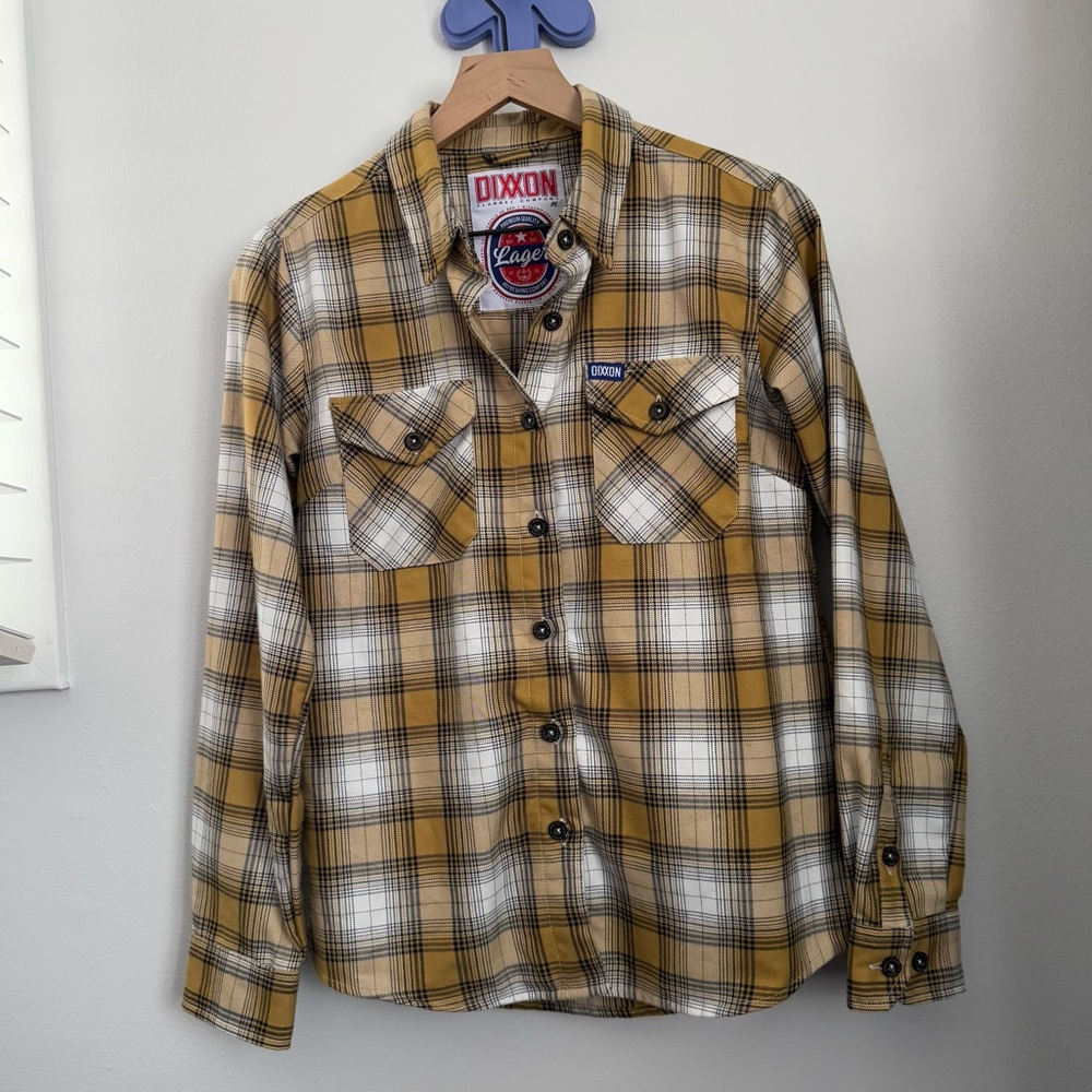 Dixxon Womens Medium Flannel Lager Long Sleeve Shirt Yellow Workwear Grunge‎